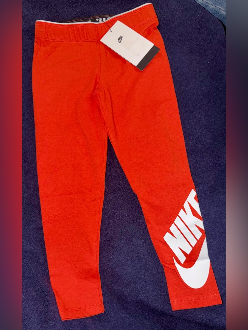 Nike Girls' Bright Orange Leggings with White Logo